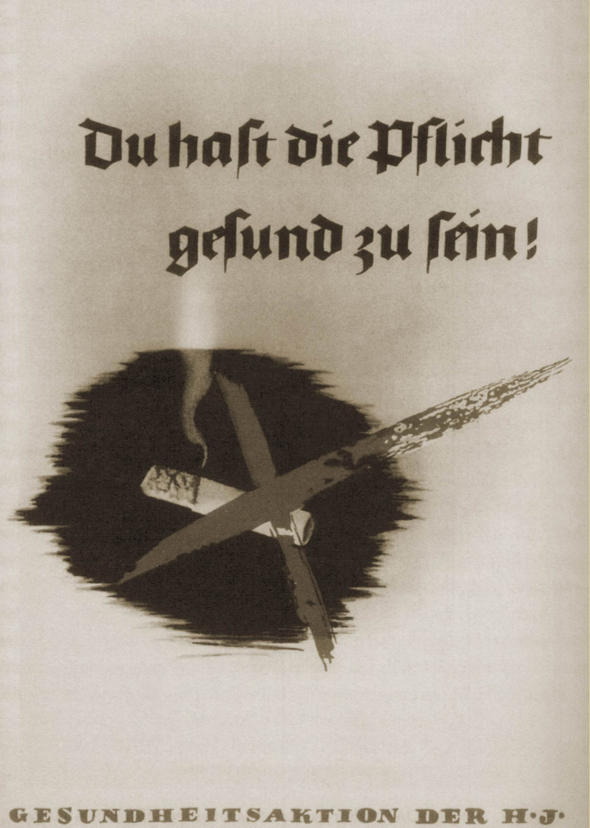 Plakat der Hitler-Jugend gegen Zigarettenkonsum, ohne Jahresangabe